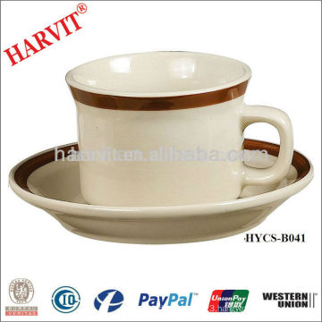 Africa Hot Selling Coffee Cup And Saucer Ceramic Color Rim Cups And Saucers